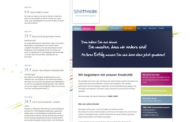Webseite der Kommunikationsagentur SINN+FARBE online gegangen