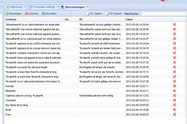 Zend Forms mit dem eingebauten Übersetzer in Pimcore verwenden